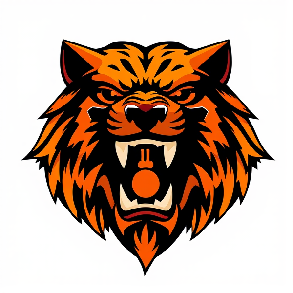 Logo d'équipe de soccer ,orange et noir , grizzly ,logo en rond et Tilt Académie inscrit dedans