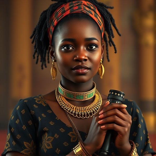 jeune femme africaine vêtue d'un tailleur et tenant un classeur entre ses mains