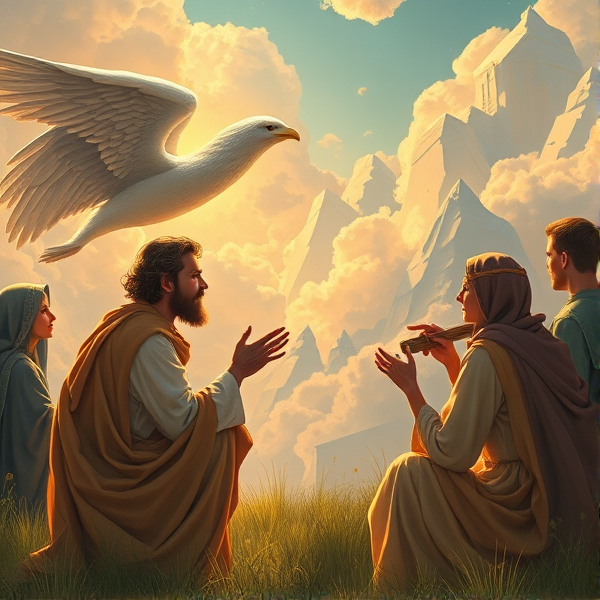 God talking to a group of humans