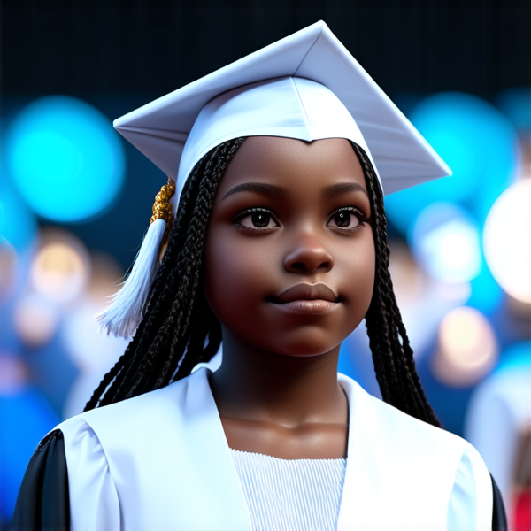 petite fille noire avec des tresses africaine durant une cérémonie de remise de dipllome