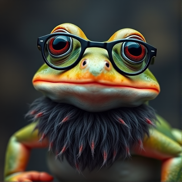 Frog with glasses and beard