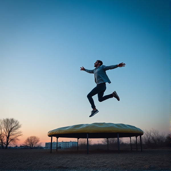 A person using a moon pie as a trampoline