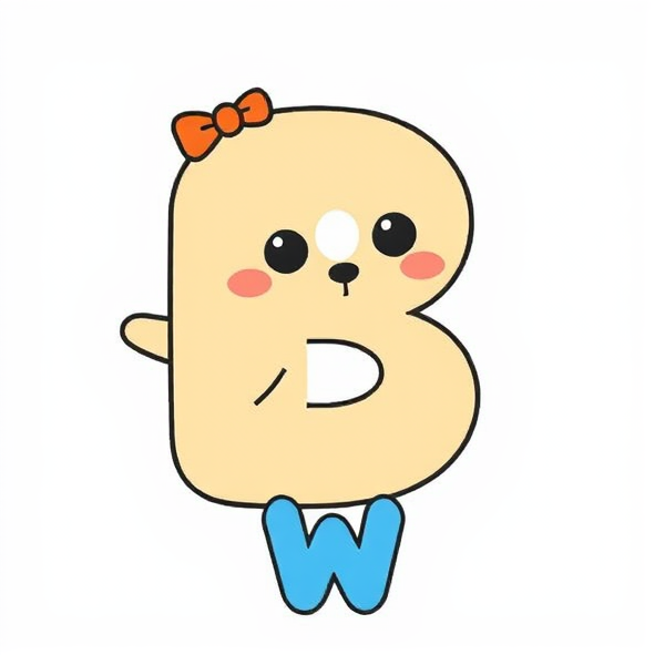 Make a cute character out of the letters ,B,b,Z,z,G,g,V,v,W,w