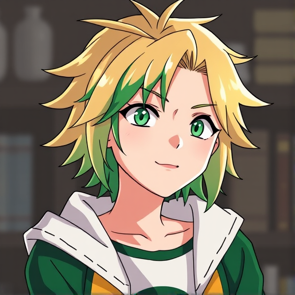 My hero academia oc blonde and green hair