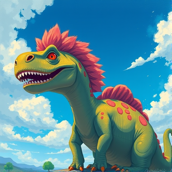 Dinosaur with fluffy hair