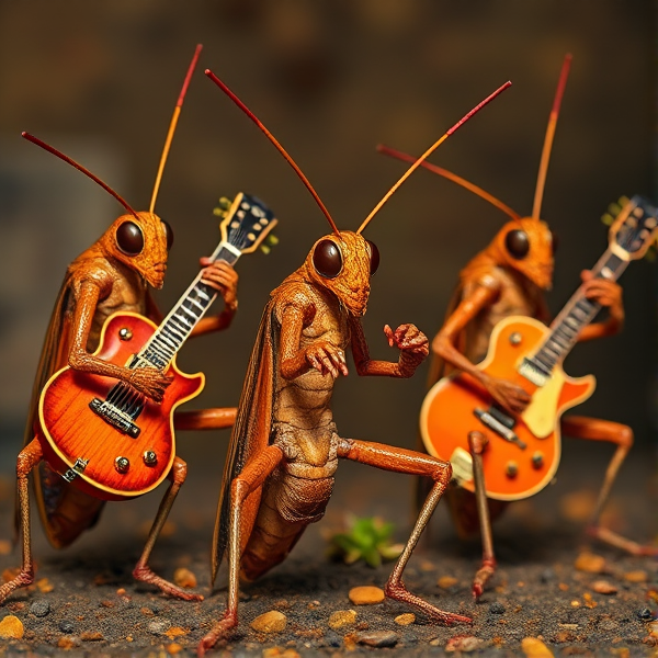 A rock band composed of crickets