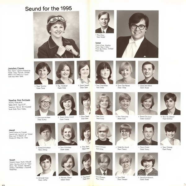 1984 yearbook page with portraits and labels