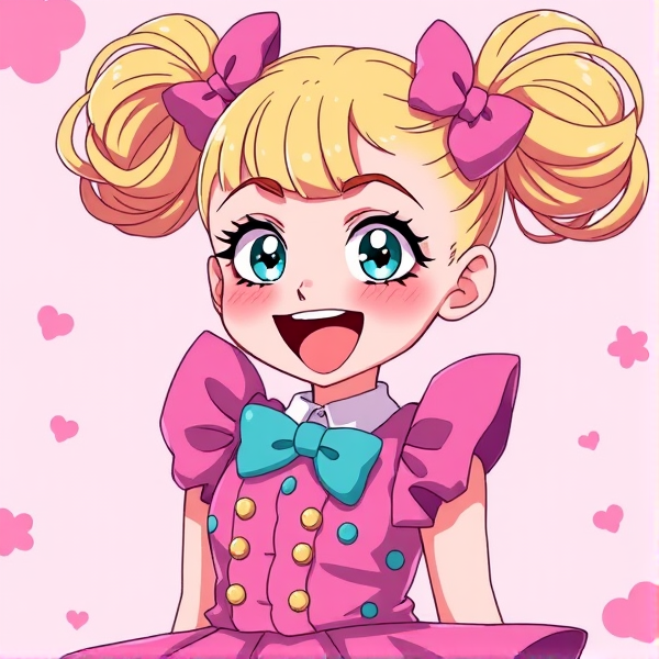 Demented Jojo Siwa as a turn in anime art style