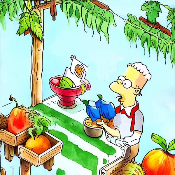 Jardin luxuriant avec fruits et légumes entouré d'une clôture en bois