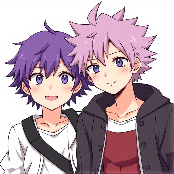 My hero academia oc. Purple fluffy hair. Best friends with Deku.