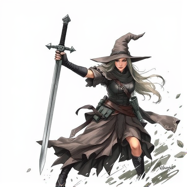 Half witch half swordswoman mixed