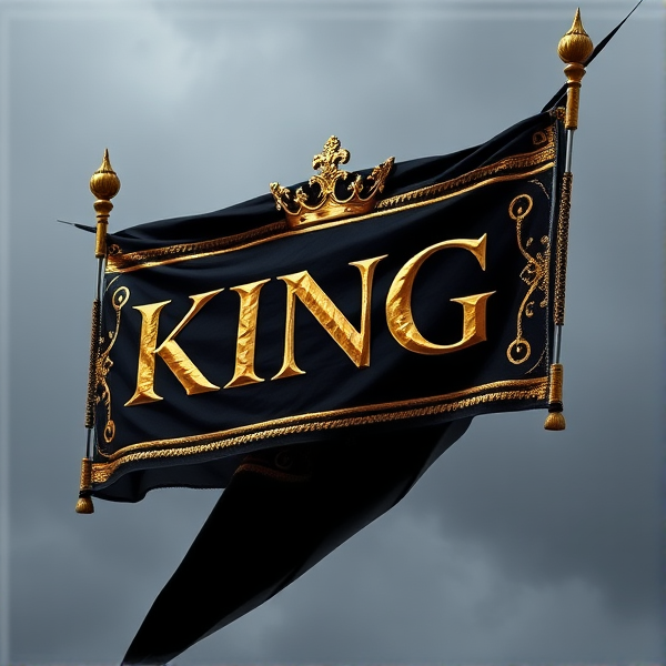 A banner with the words King kyroe black and gold