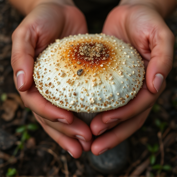 A mushroom with hands