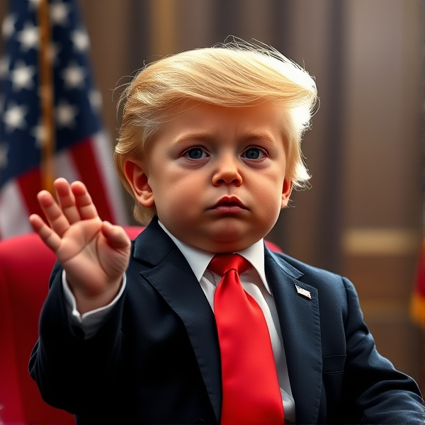 baby donald trump as president takes over the world