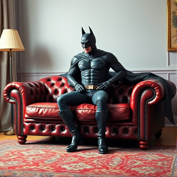 batman dans un chesterfield canapé