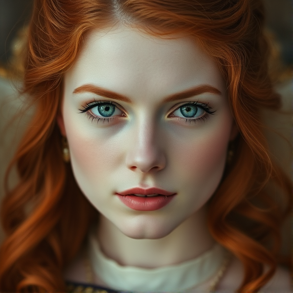 Woman, red hair, blue eyes, Edwardian,