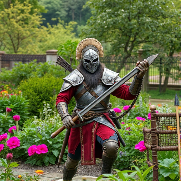 Warrior in garden