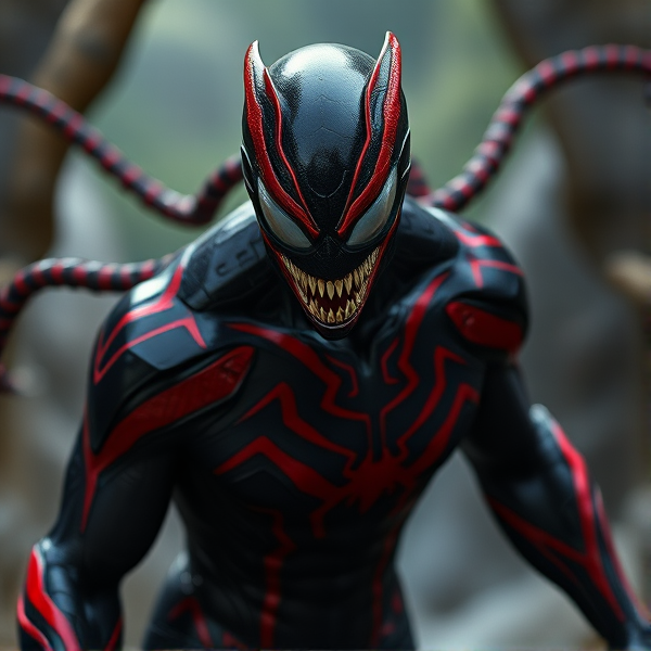 Créer une image d'un symbiote noir et rouge