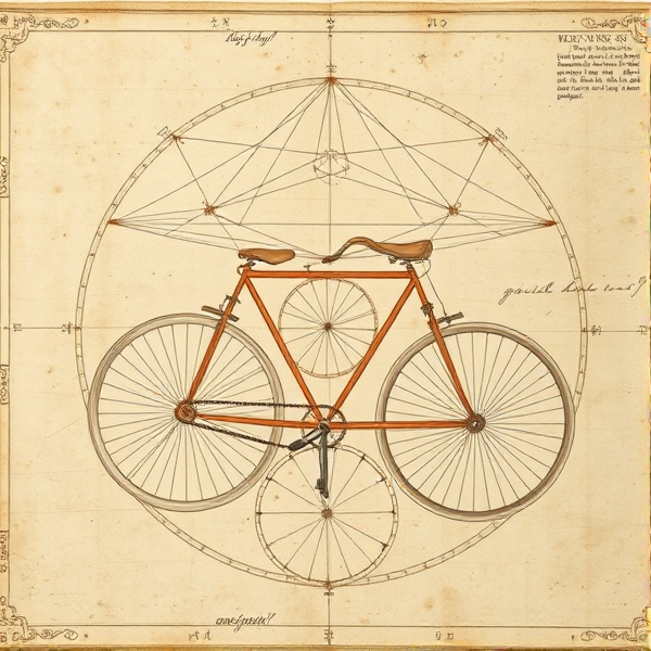 Schéma du vélo aérien de Leonardo Da Vinci, parchemin, encre de chine