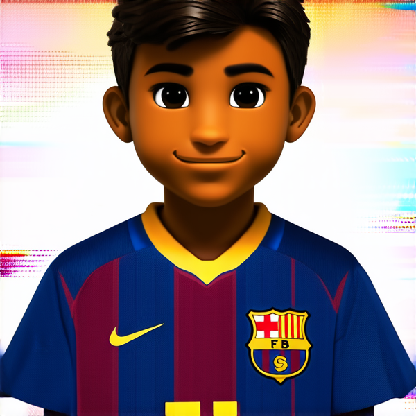Je veux l'image d'un emoji garçon marron avec un maillot du Barça écrit Alexe