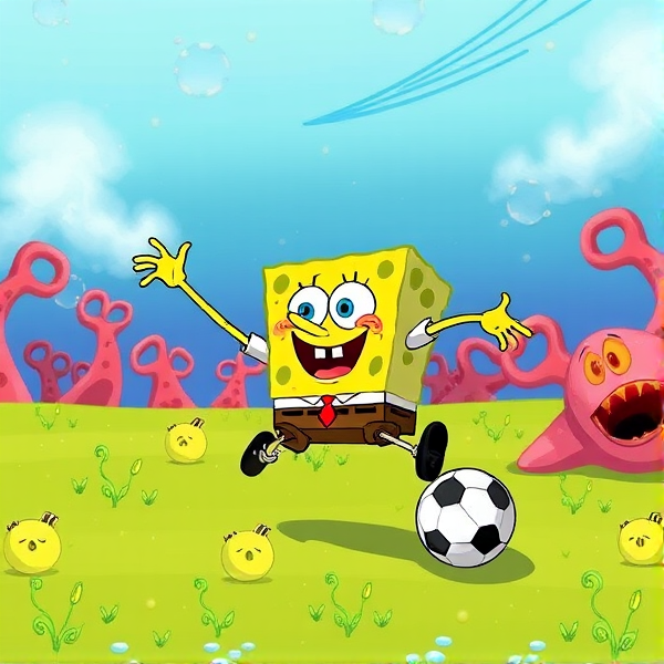 Sponge bob scouring a free kick
