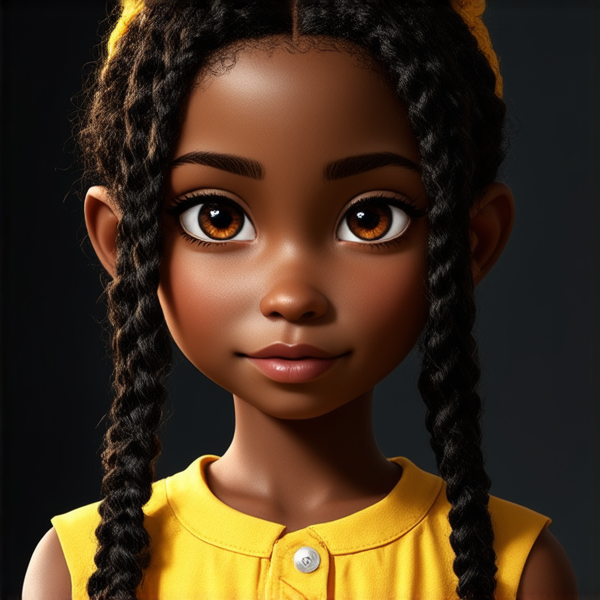 petite fille noire de 10 ans avec des tresses africaines  dans une salle de classe avec des cahiers en main devant un tableau noir