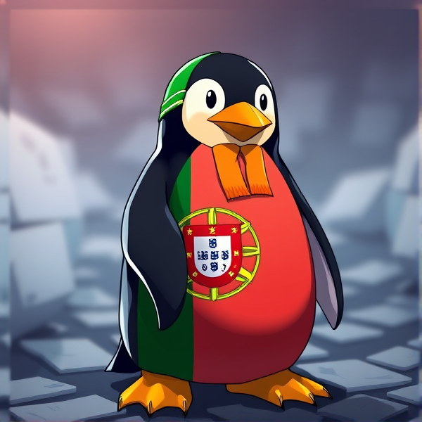 Pingouin maçonnerie avec le drapeau Portugais
