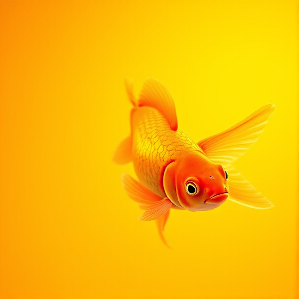 A yellow background that shines bright with an orange goldfish