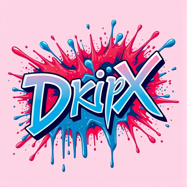 Write DripXand make it red and blue and vibrant and make it Cartoonie
