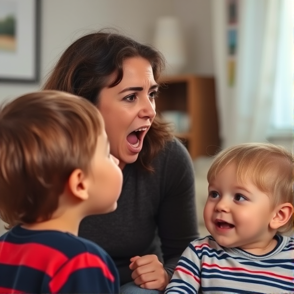 Woman yelling at her kids