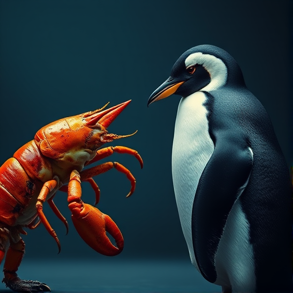 Cross between a lobster and a penguin