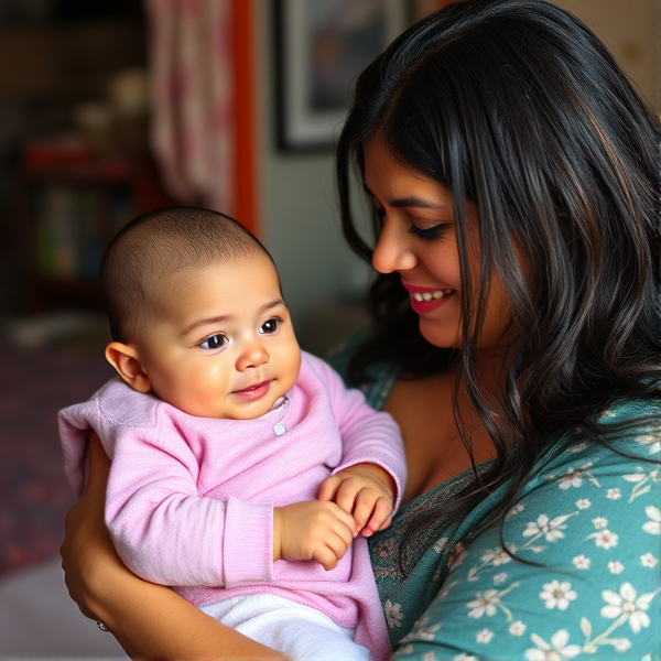 Latino mom with a baby