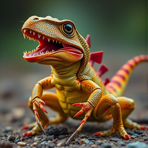 Crawfish wearing dinosaur costume