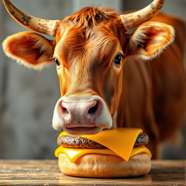 cheese burger  cow