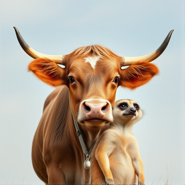 generate me an image of a cow and a meerkat mixed