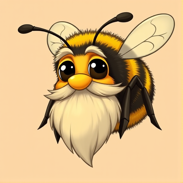 Cartoon Elderly Bumble bee with a beard