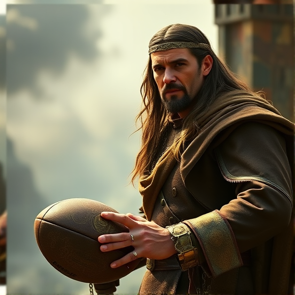 Lord of the rings elrond holding a football