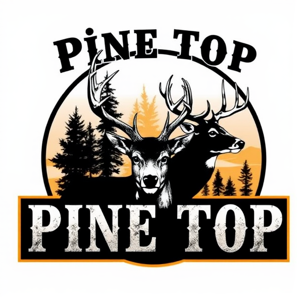 Make me a hunting logo for my hunting club! The hunting  club name is Pine Top hunting club ! We hunt deer using hound dogs ! The reason why the club name is called Pine Top is because that the land have a lot of pine trees that we hunt on. We use shotguns to hunt deer . Pine Top Hunting Club should be on the logo