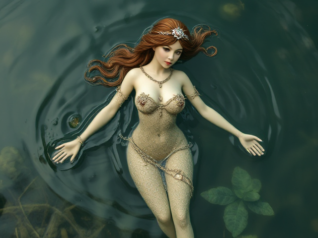 Water nymph made out of water, adored in jewelry