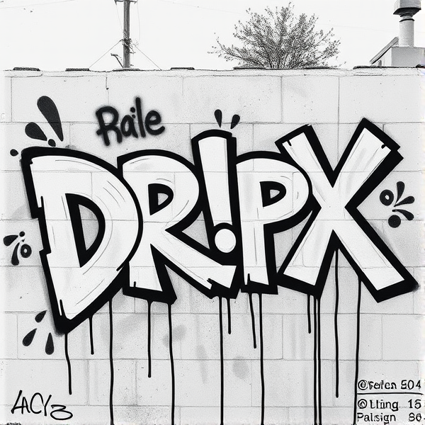 Write Dr!pX as a  and make it black-and-white and  with spray paint graffiti
