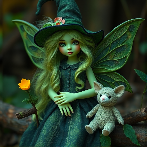 Green witch, fairy, doll