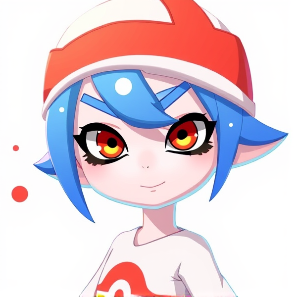 splatoon inkling boy with red eyes and blue hair