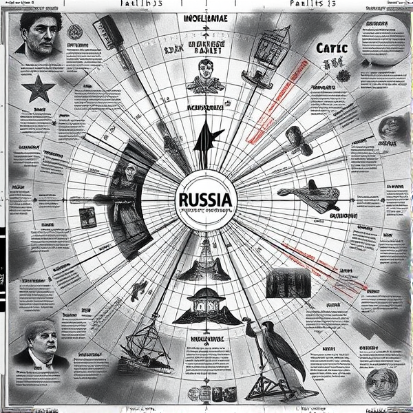 russian constructivism diagram with black and white images and  words in english and with colors