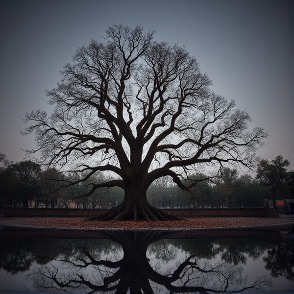 Arbre majestueux refletant la victoire