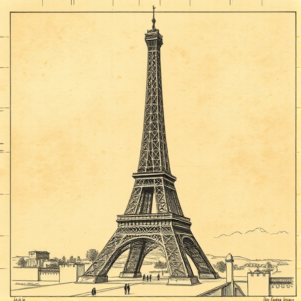Schéma de la tour da Vinci façon Eiffel a Rome vu par Leonardo Da Vinci, parchemin, encre de chine