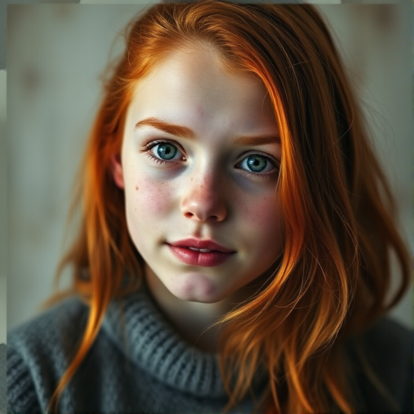 Girl with red hair and freckles