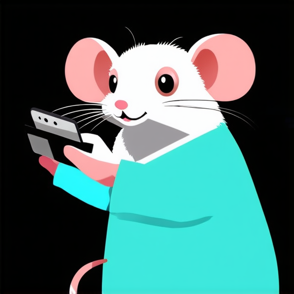 Illustration semblable a un tableau d’un rat mignon qui tient un téléphone
