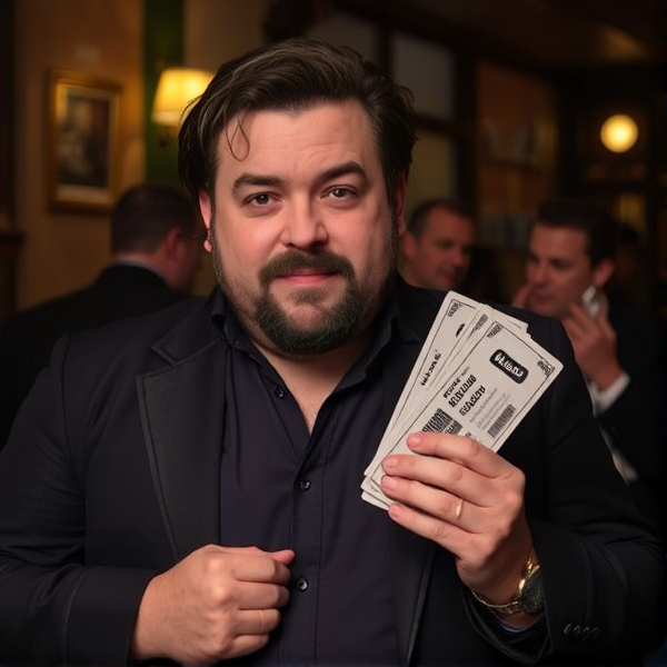 Matt Berry from What We Do In The Shadows with coupons in his hand