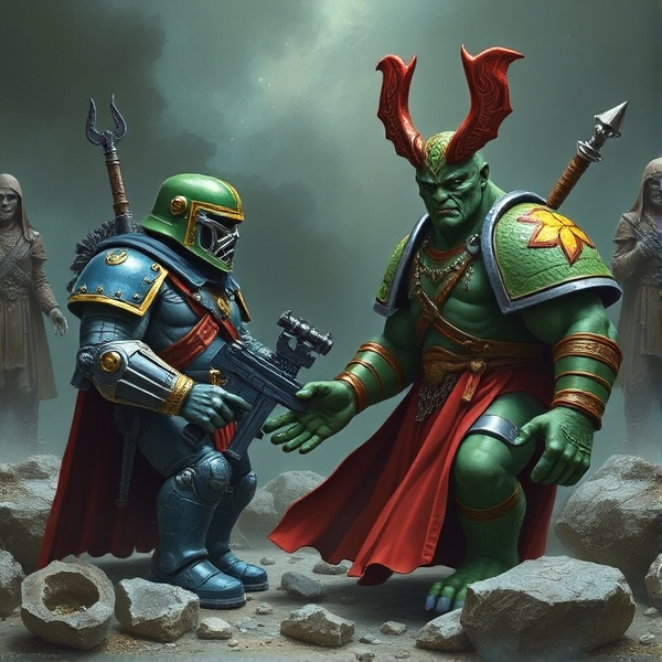 Salamander space Marine meeting Vulcan
