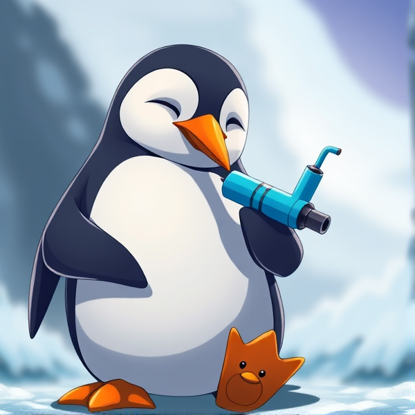 Pingouin avec un ventoline dans la main